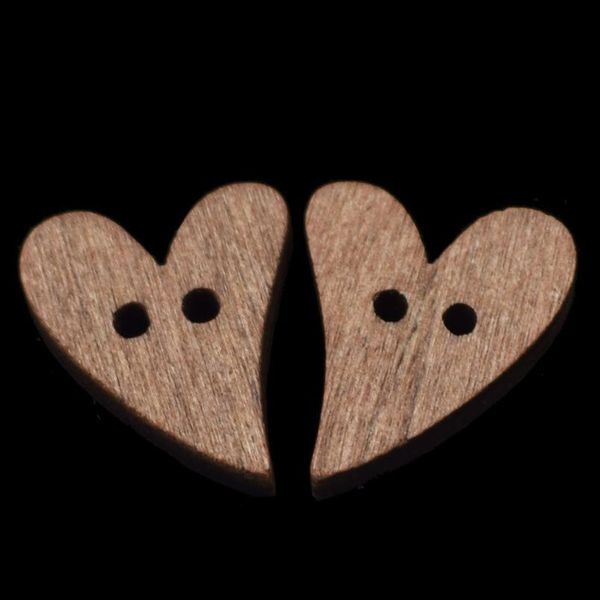 

100pcs 20mm heart shaped wooden sewing buttons scrapbooking diy brown wood 2 holes button for crafts scrapbooking acc bbycgj, Blike;white