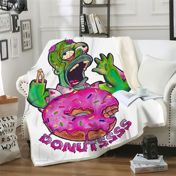 

cloocl anime the simpsons donuts 3d print harajuku air conditioning blanket sofa teens bedding throw blankets plush quilt