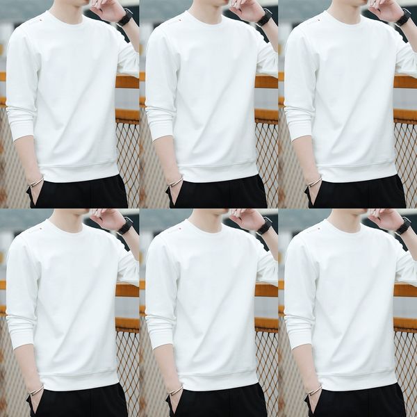 

wfz0j t-shirt sweater korean loose youth clothes men's wear versatile long pullover autumn pullover sleeve t-shirt fashion men's c, Black