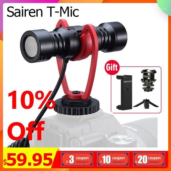 

microphone sairen t mic dual-head super cardioid stereo phone recording wireless dslr shutgun mic for film cameras1
