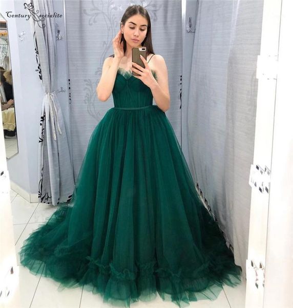 

dark green prom dresses long sweetheart straps lace up sweep train 2020 evening dress formal gowns vestidos de festa1, White;black