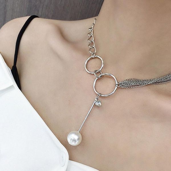 

ожерелья моды жемчужины для женщин цвет ювелирные изделия круг клавише цепь женского пола женское ожерелье, Golden;silver