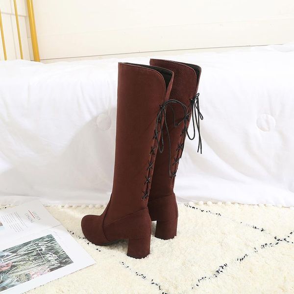 

женщины boots высокие каблуки большой размер обуви женщины круглый toe роскошная стилет большой размер моды более-колено rubber, Black