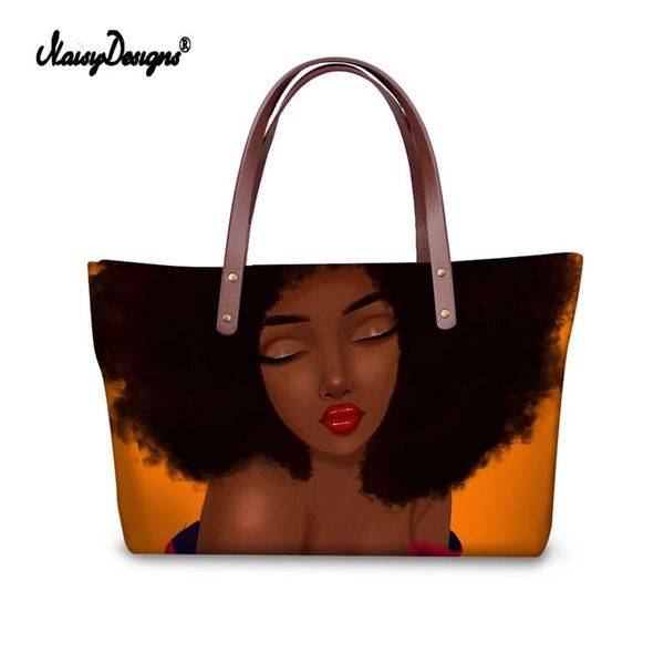 

afro art brown девушка печати tote сумки для женщин большие сумки конструктора мешка плеча african вскользь zipper top handle torebka damska