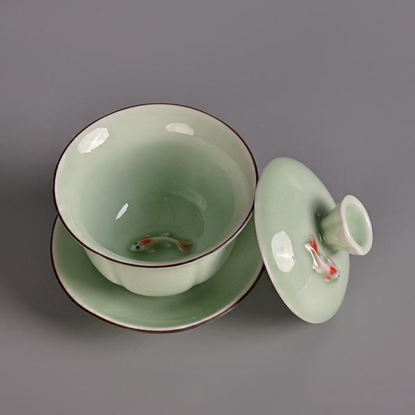 

tangpin лунцюань селадон керамические gaiwan рыба чайная китайский кунг-фу наборы для чая 140ml tangpin лунцюань jllgsi ffshop2001
