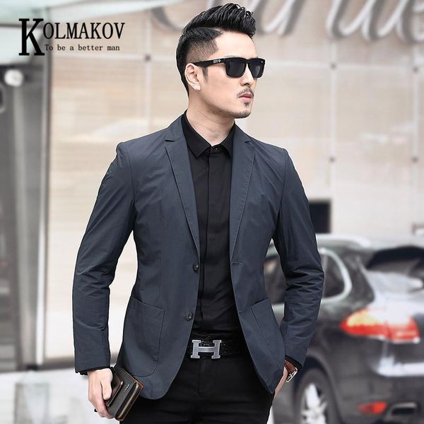 

kolmakov spring and autumn new men's suits fashion casual thin coat slim business blazer male solid color jacket, White;black