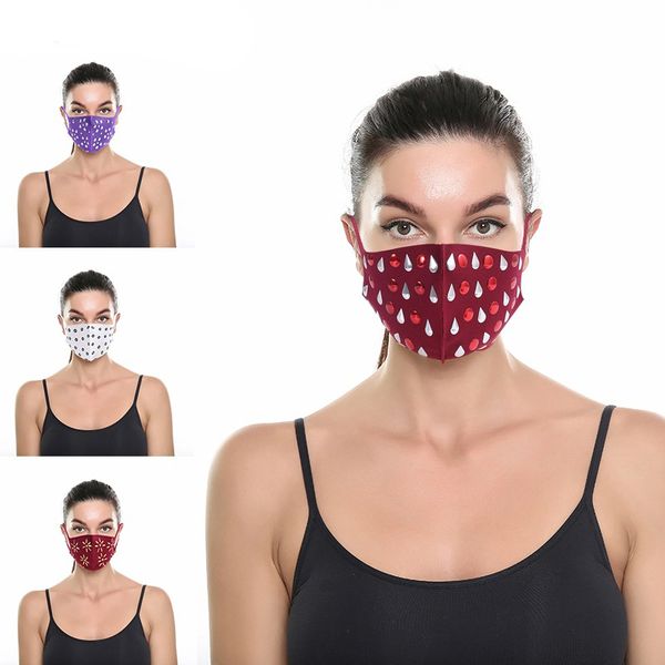 

dhl shipping bling rhinestone party mask for women men anti dust mouth cover breathable washable reusable protective face masks kimter-b323f, Black