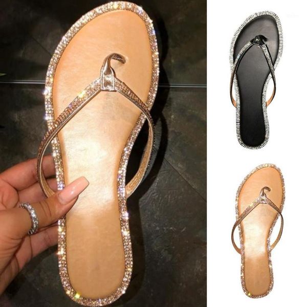 

fashion roman rhinestone summer women slippers pvc flat bottom outdoor women's beach slippers female flip flops1, Black