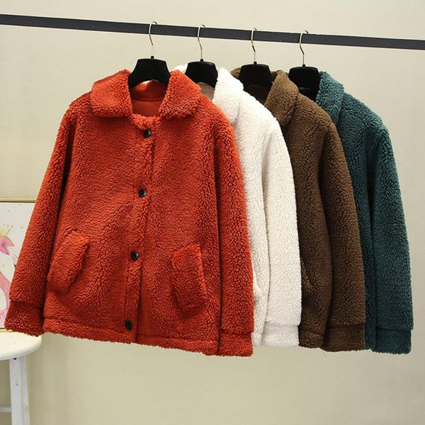

women's jackets cashmere warm korean coats and women 2021 grain fleece winter outwear soft mantel damen streetwear chaquetas de mujer, Black;brown