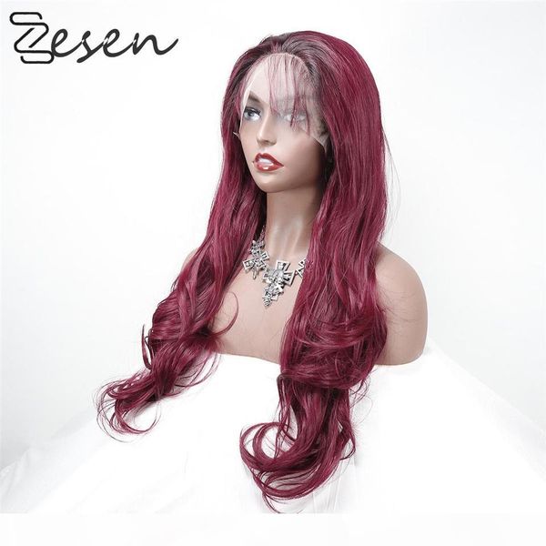 

wine red straight lace front wigs for black women lace wig long synthetic hair wigs part heat resistant with baby hair