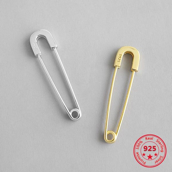 

stud korean pure s925 sterling silver fine earrings pin personality earshops gold plated fashion simple retro women jewelry, Golden;silver