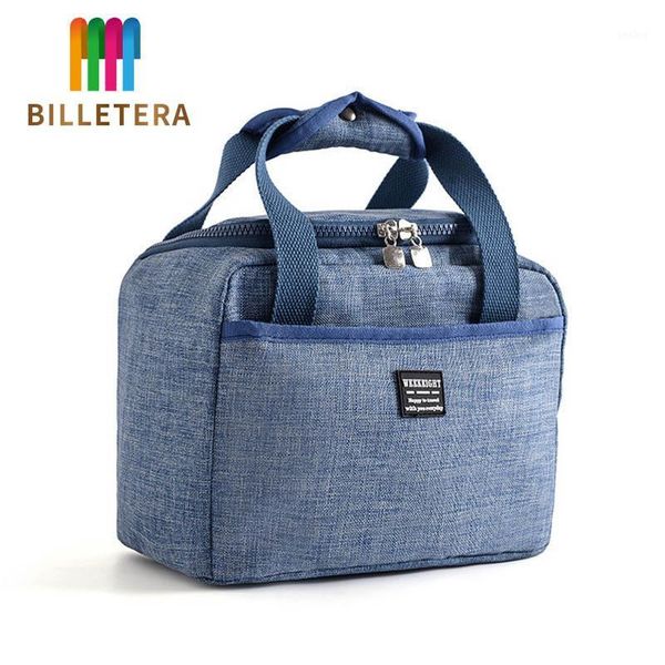 

portable lunch bag thermal insulated lunch box tote cooler handbag bento pouch dinner container school office storage bags1, Blue;pink