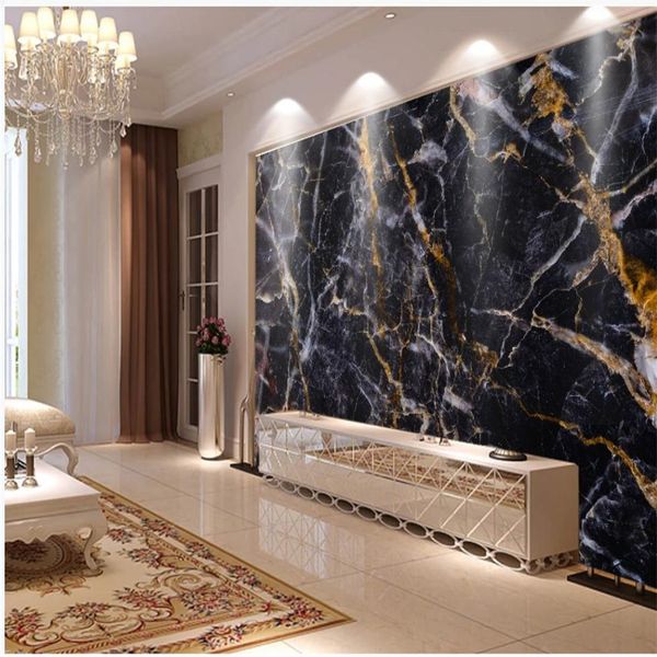 

modern p wall murals wallpaper minimalist black gold marble wallpapers 3d customized wallpaper