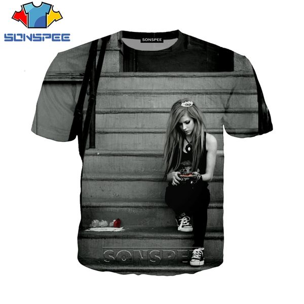 

popular new singer avril 3d print shirts anime funny plus size men clothing