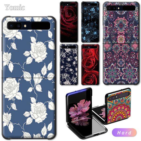 

hard case samsung z flip 6.7" black shell bumper for galaxy zflip pc mobile phone cover rose flowers vintage flower