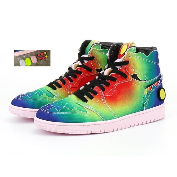 

with box j balvin jumpman 1 high og jbalvin basketball shoes 1s colores y vibras tie dye multi-color women sneakers trainers cb04#