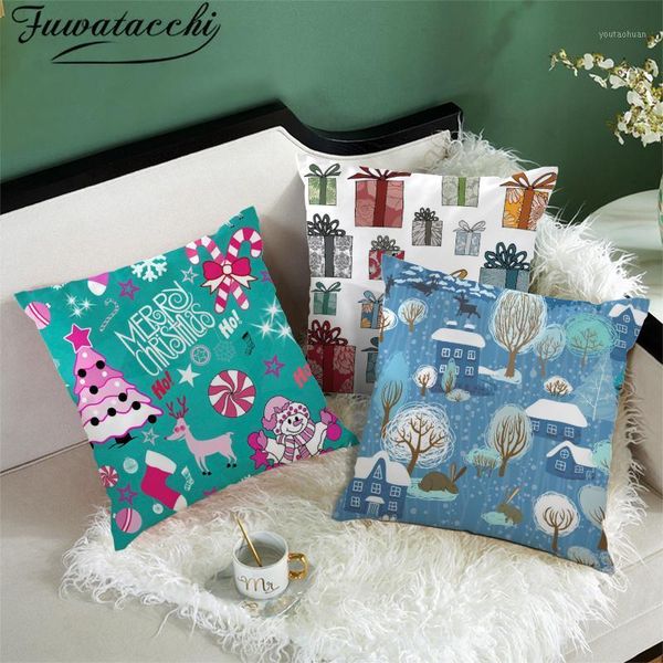 

fuwatacchi cartoon style pillow case christmas series cushion cover home decorative colorful pillow cover for sofa car bed seat1