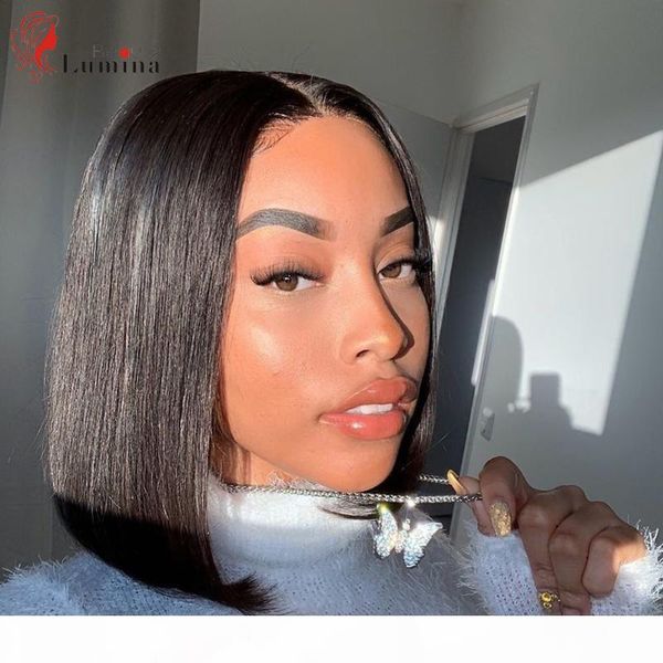 

short bob wig 4x4 lace closure human hair wig brazilian straight virgin human hair 180% density 8~14 inch natural black, Black;brown