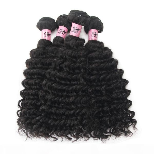 

nami hair brazilian virgin hair wefts deep wave 4 bundles 100% human hair extensions natural color, Black