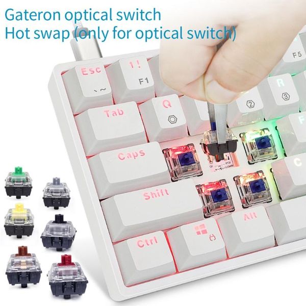 

sk61 portable 60% mechanical keyboard gateron optical switches rgb backlit swappable wired gaming keyboardfor pc mac