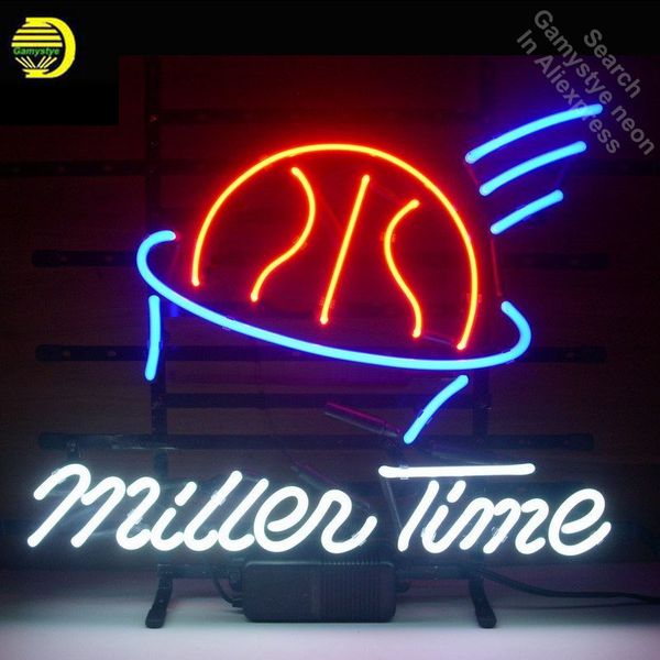 

miller time basketball neon light sign glass tube neon lights recreation professiona iconic sign beer bar pub sign board lamps