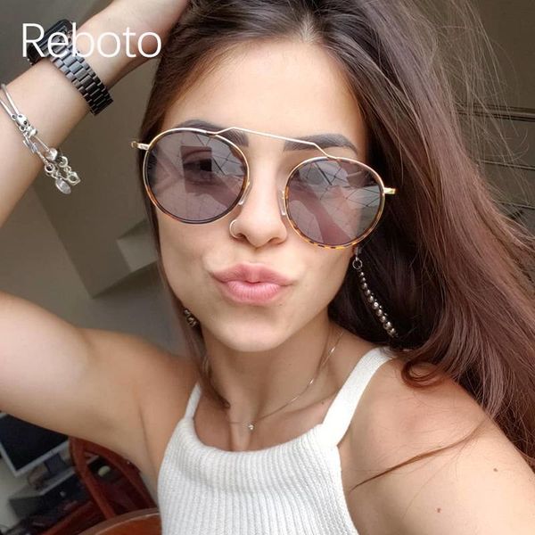 

vintage round women female sunglasses 2020 fashion brand sunglasses woman men metal black glasses oculos feminino, White;black