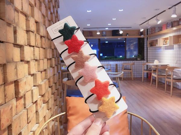 

hair accessories 12pcs ins fashion cute felt star ties solid cartoon elastic bands princess headwear ornaments accessories1, Slivery;white