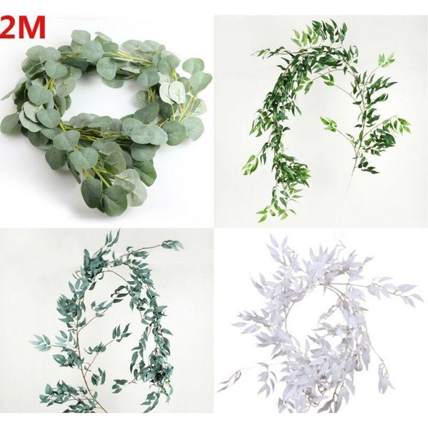 

artificial fake eucalyptus garland long leaf plants greenery foliage willow plant green leaves home sqchsl ppshop01