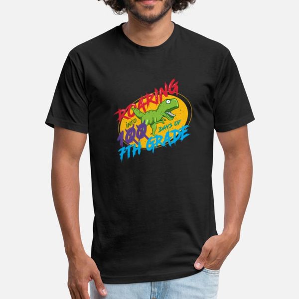 

dinosaur t-rex roaring into 100 days of 7th grade designers graphic t shirt customized digital printing summer tracksuit hoodie sweatshirt