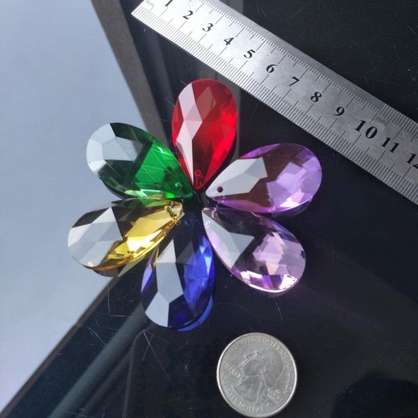 

6pcs lot mixed color group tear drop 38mm rainbow glass crystal prism diy pendant chandelier jewelry suncatcher spacer faceted h bbyenn