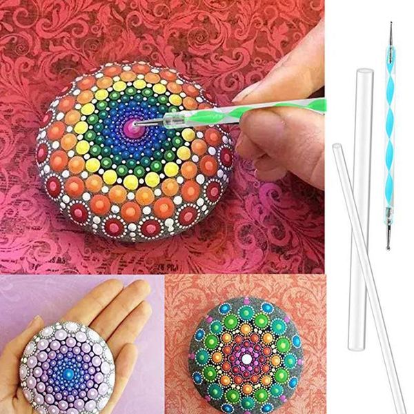 

13pcs/set mandala dotting tools diy acrylic stick rods painting dotting tool for painting rocks stone art tool diy qyldct, Silver
