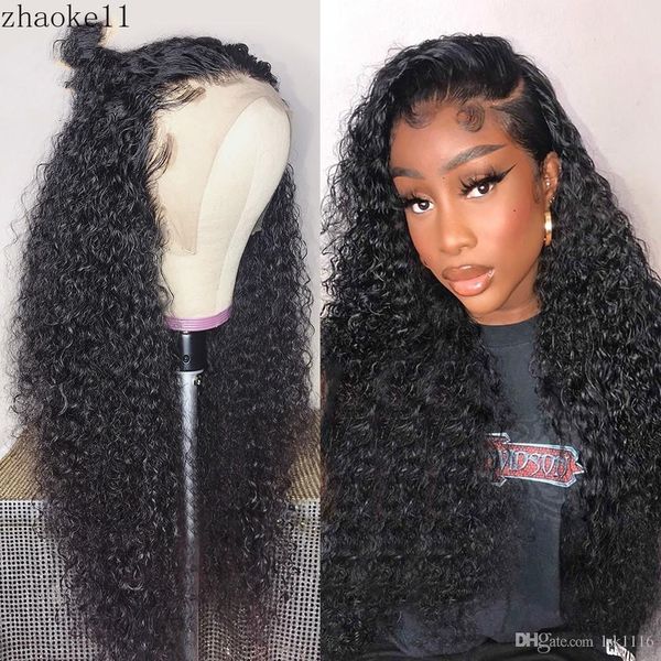 

curly human hair wig brazilian remy hair preplucked with baby hair lace front human wigs for black women deep wave#123, Black;brown