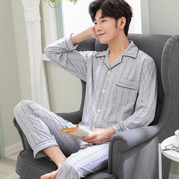 

winter plus size xxxl casual mens pajamas sets cotton long sleeve sleepwear mens pijama simple autumn pyjamas for male autumn, Black;brown