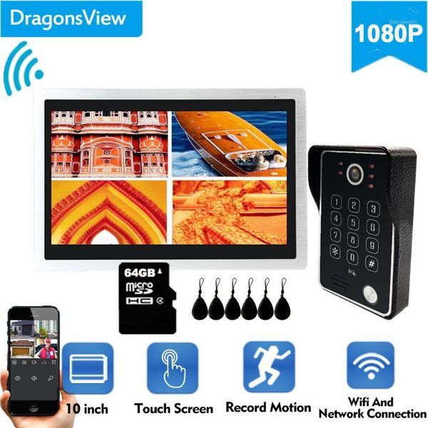 

dragonsview 1080p wifi doorbell camera video door phone home intercom system ip doorphone 10 inch monitor motion detection ip651