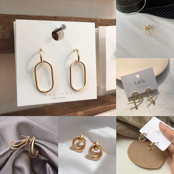 

v8y new luxury stud classic sterling silver fashionlogo chunky earring original earrings for pandora gift diamond women, Golden