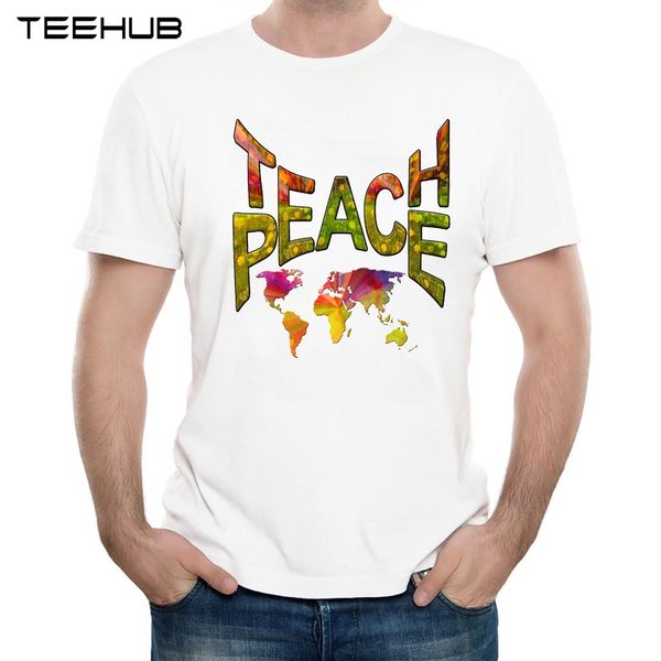

men's new fashion creative teach peace printed short sleeve t-shirt summer cool soft tee sport hooded sweatshirt hoodie