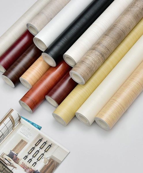 

wall stickers pvc wood grain waterproof wallpaper roll self adhesive reconditioned furniture clothes closet cabinet deskdecorative stick