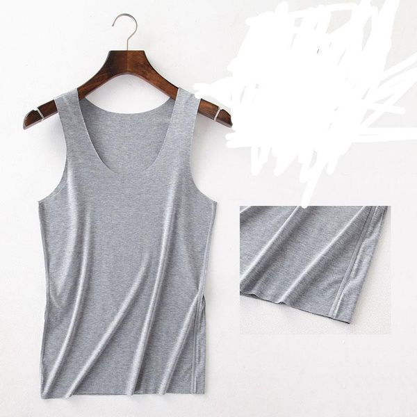 

men' round-neck seamless ice silk tights t- vest outside wear slim sports stretch base yibxoo61, White;black