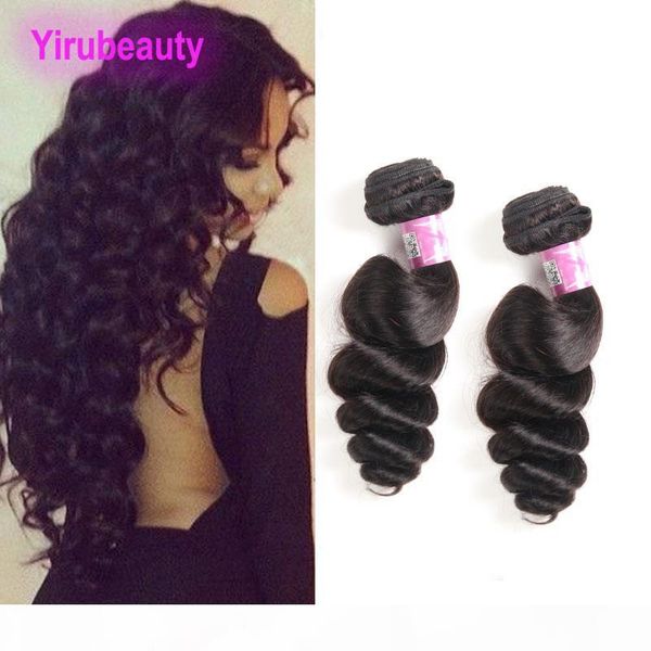

loose wave 9a unproces human hair 2 bundles peruvian virgin hair extensions loose wave curly two bundles double wefts weaves, Black;brown
