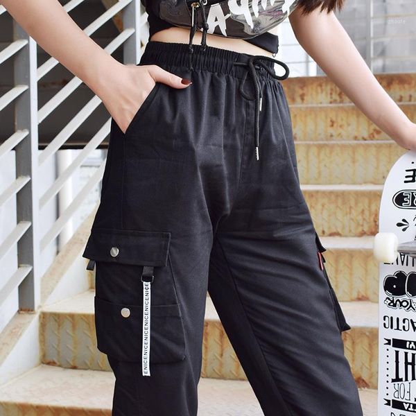 

french cargo pants women fashion hip hop ankle banded pants women harem loose bf spring and summer streetwear1, Black;white