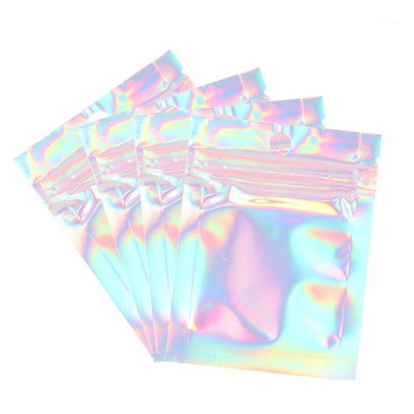 

100pcs plastic jewelry packing bag stylish zipper zealed bag dream color jewelry flashing plastic for home party store u1