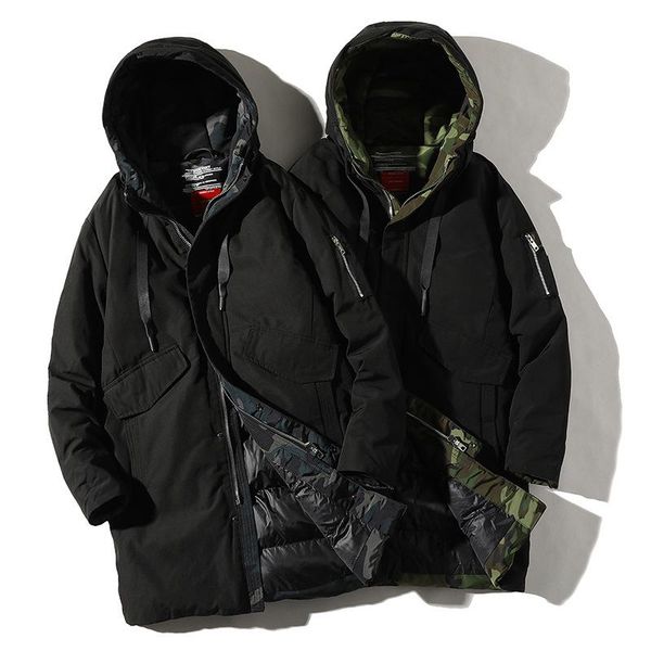 

men's down & parkas winter jacket cotton fashion simple thick warm male comfortable casual hooded outdoor coat plus size 4xl, Black