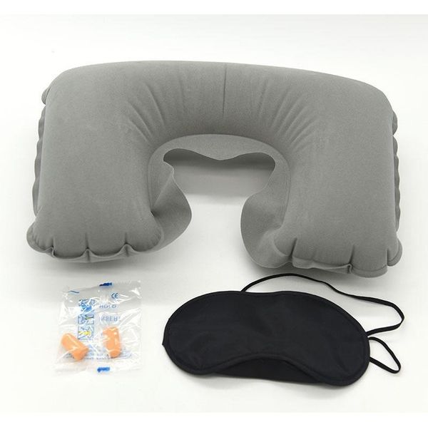 

wholesale car soft pillow 3 in 1 travel set inflatable u-shaped neck pillow air cushion + sleeping eye mask eyeshade sqcnol pp2006