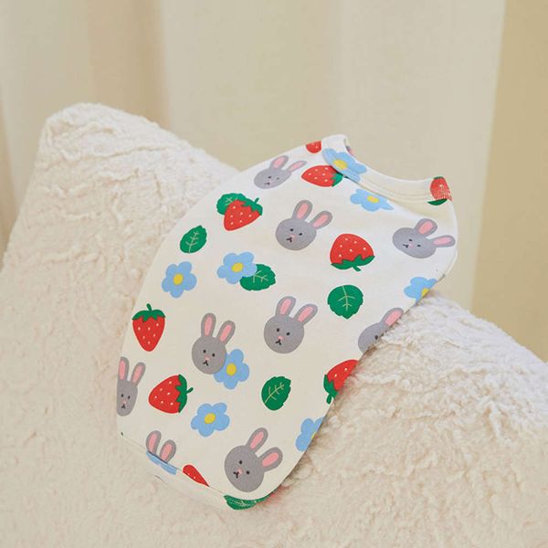 

ins new korean autumn and winter strawberry rabbit vt warm dog cute soft velvet pet clothing base