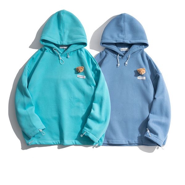 

2021 street 3-dimensional bear doll mark male wind jacket prw6, Black