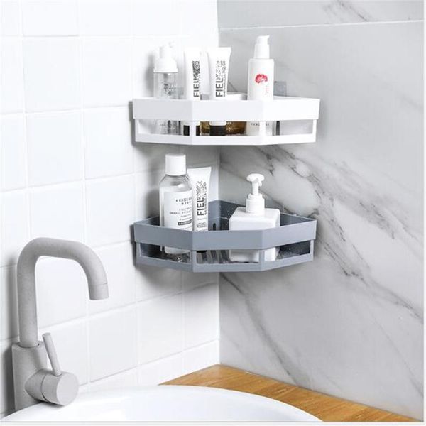 

hooks & rails bathroom shelf punch corner triangle storage rack shampoo soap toothbrush