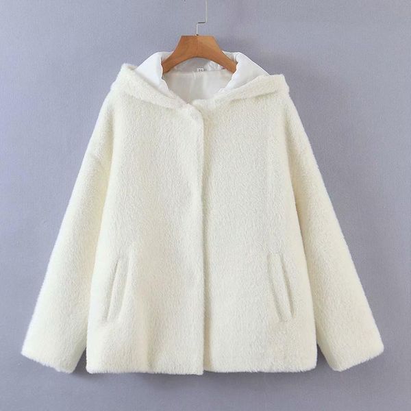 

kumsvag women autumn fleece jackets outerwear 2021 casual loose hooded covered buttonfemale fashion sweet warm coats xz2617, Black;brown