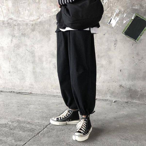 

fashion men soft breathable ankle tie drawstring loose pants ninth trousers loose pants ninth trousers trouser1, Blue