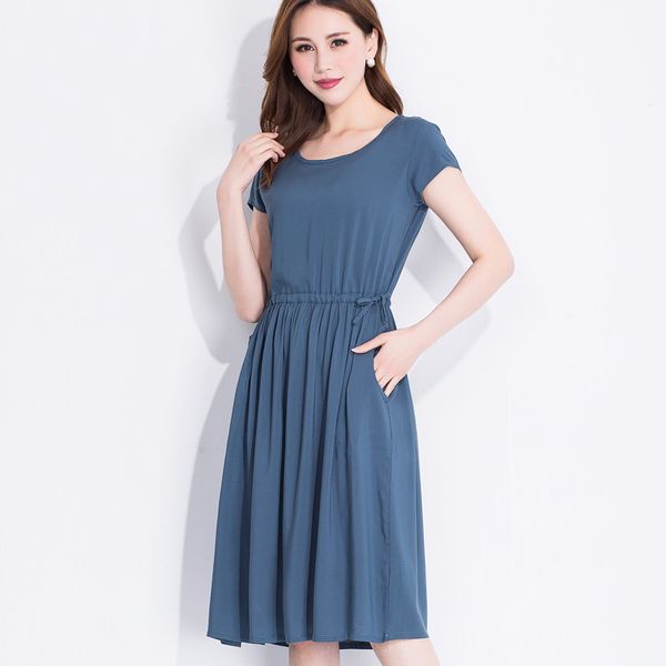 

2021 new kj061 party black and blue summer pocket dress, r3vu, Black;gray