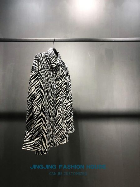 

2021 new s-6xl. zebra leopard print hang loose version of non-korean male female couples in shirts yi4y, Black